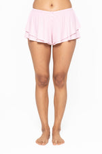 Mono B - Bamboo Blend Double Ruffle Shorts: Black / S:M:L (2:2:2)