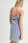 Button Down Dress With Bow Straps & Cross Lace Back