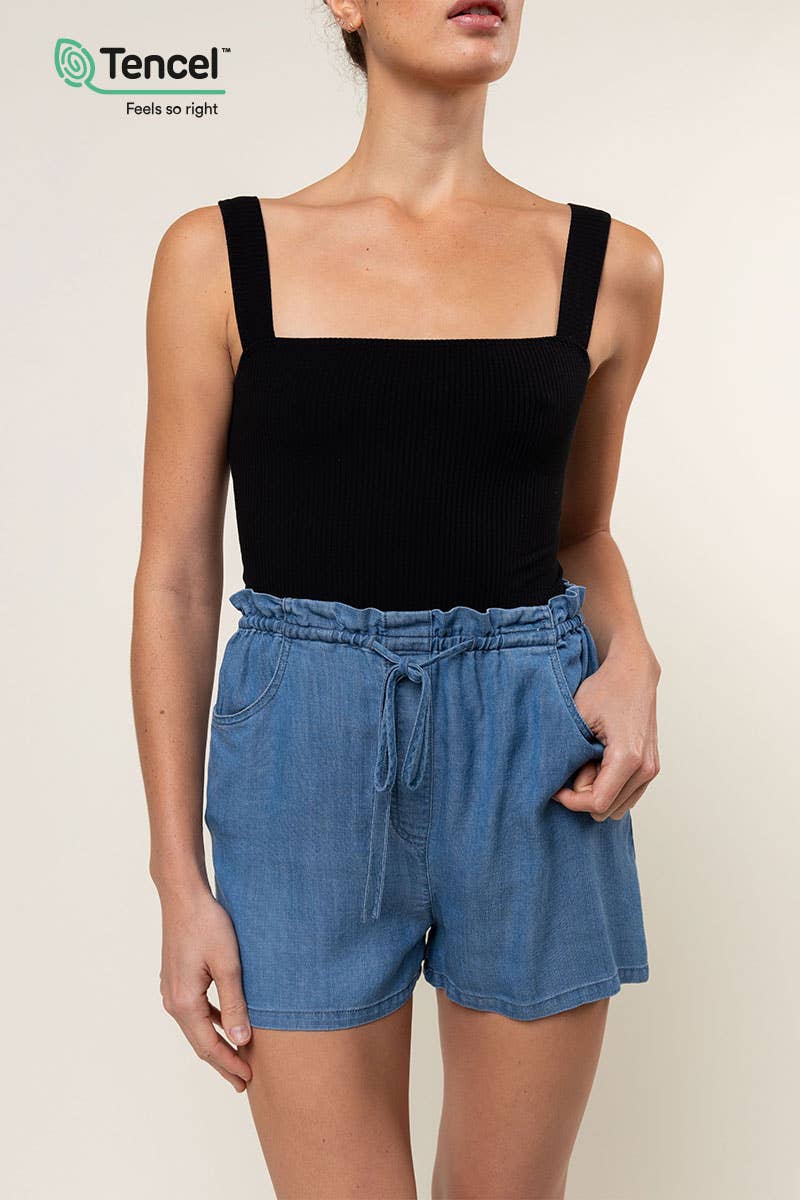 TENCEL™ Elastic Waist Shorts With Back Pockets