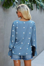 Polka Dot V Neck Blouse