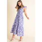 Smocked Flower Front Maxi Dress