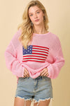 Main Strip - 4th of July Boat Neck Crochet Sweater Knit Top: IVORY / S