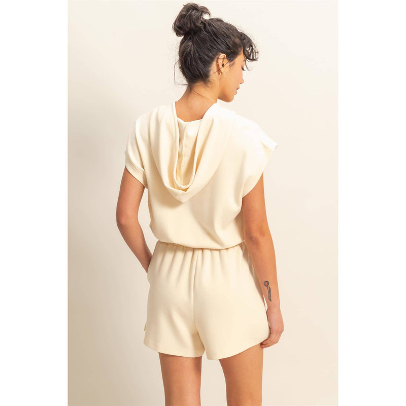 Motek Hooded Romper In Alpaca