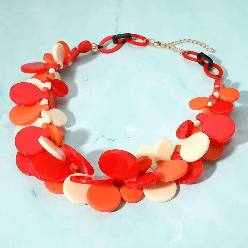 Sensibling Corp. - Bold Colorful Resin Disc Beaded Statement Necklace: Multi-Colored