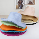 Sensibling Corp. - Frayed Solid Straw Sun Hat: Turquoise