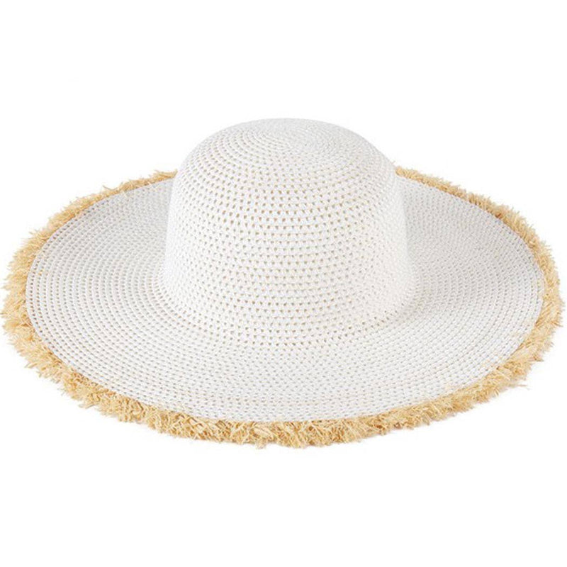 FRAYED EDGE FLOPPY STRAW HAT.
