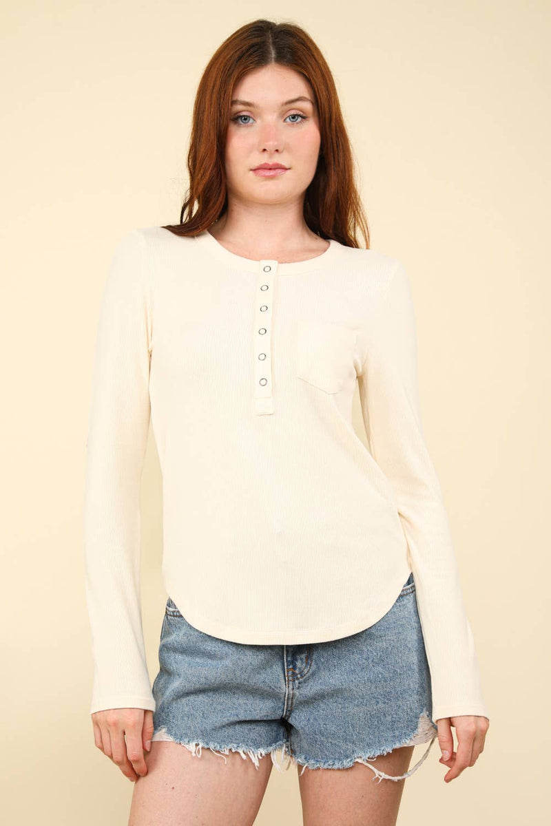 CeCe Brushed Solid Knit Top