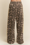 Leopard Print Solid Stripe Wide Leg Lounge Pants