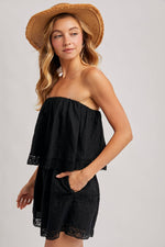 Bluivy - STRAPLESS EMBROIDERED TRIM JUMPSUIT: Beige / S