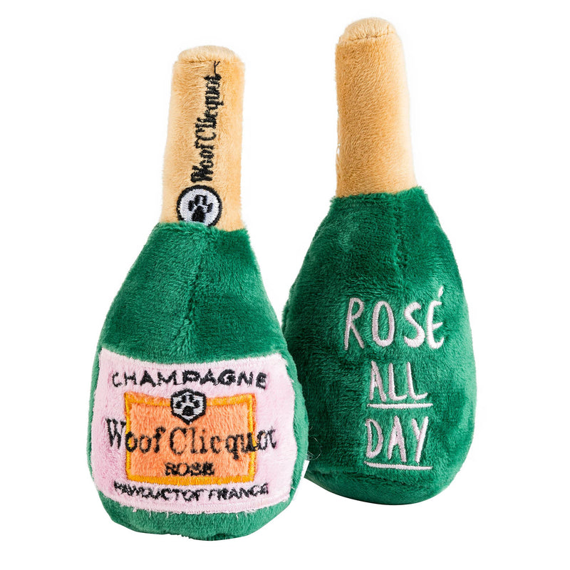 Haute Diggity Dog - Woof Clicquot Rose' Champagne Bottle Squeaker Dog Toy: Large