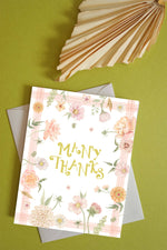 Many thanks whimsical floral thank you card