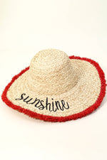 Sunshine Text Straw Hat In Fuchsia