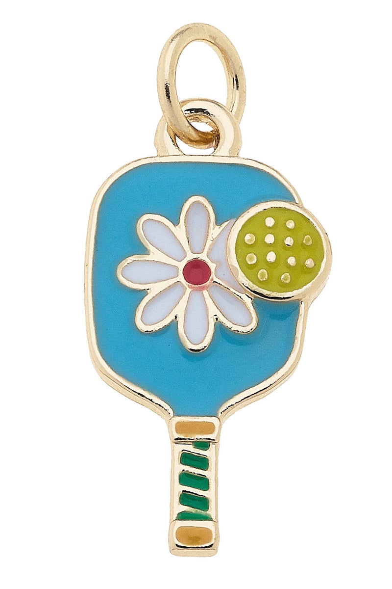 Canvas Style - Flower Enamel Pickleball Paddle Charm in Aqua