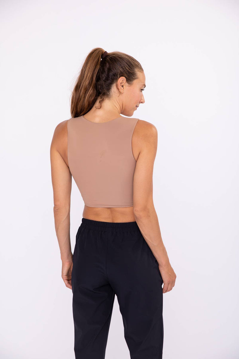 Mono B - Cropped Fitted Muscle Tee: SHELL PINK / S:M:L (2:2:2)