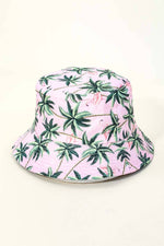 Palm Trees Print Bucket Hat In Pink