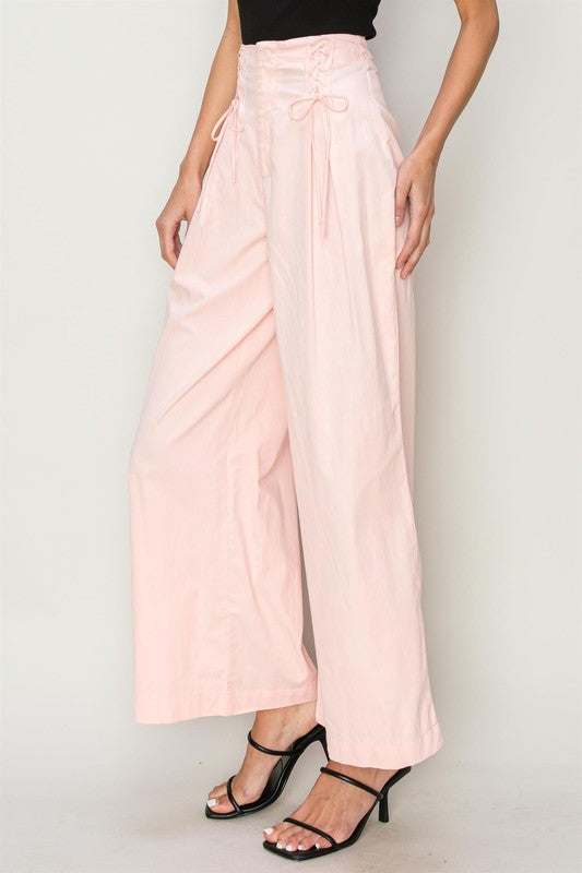 Lucy Lace Up Pant In Pink