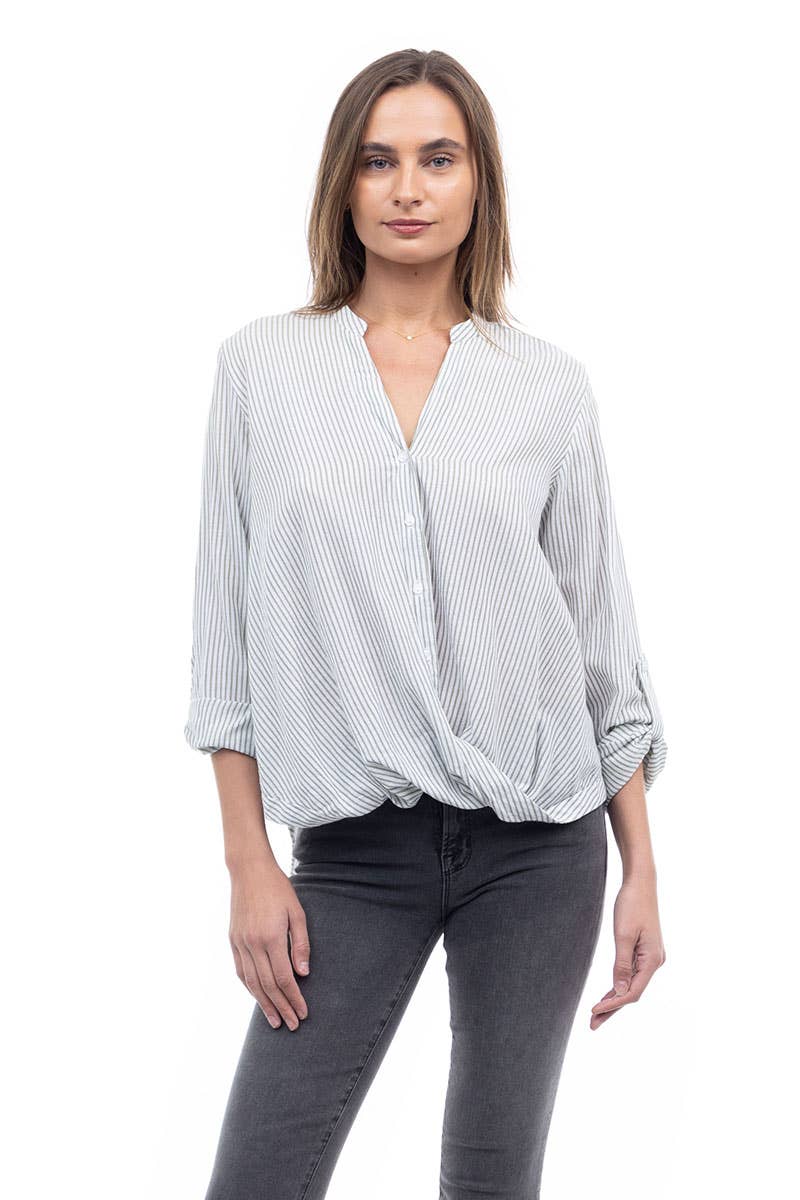 Naked Zebra - A&F: Striped Button Up Shirt: Poppy Red / S