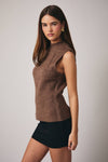 Sunday Edition by LE LIS - MOCK NECK SLEEVELESS SWEATER: CREAM / S