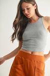 Mono B - Essential Micro-Ribbed Racer Athleisure Tank Top: BASIC WHITE / S:M:L (2:2:2)