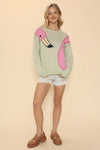 Miss Sparkling - Flamingo sweater: XL / Light green