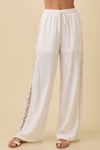 Linen Blend Lace Trim Pant