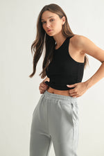 Mono B - Essential Micro-Ribbed Racer Athleisure Tank Top: BASIC WHITE / S:M:L (2:2:2)