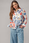 Urban Daizy - Ocean Shell & Lobster Print Relaxed Summer Shirt: MULTI / S-2/M-2/L-2