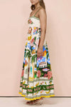 Tropical Summer Print Square Neck Maxi Slip Dress