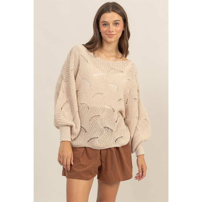 Pointelle Chunky Knit Sweater