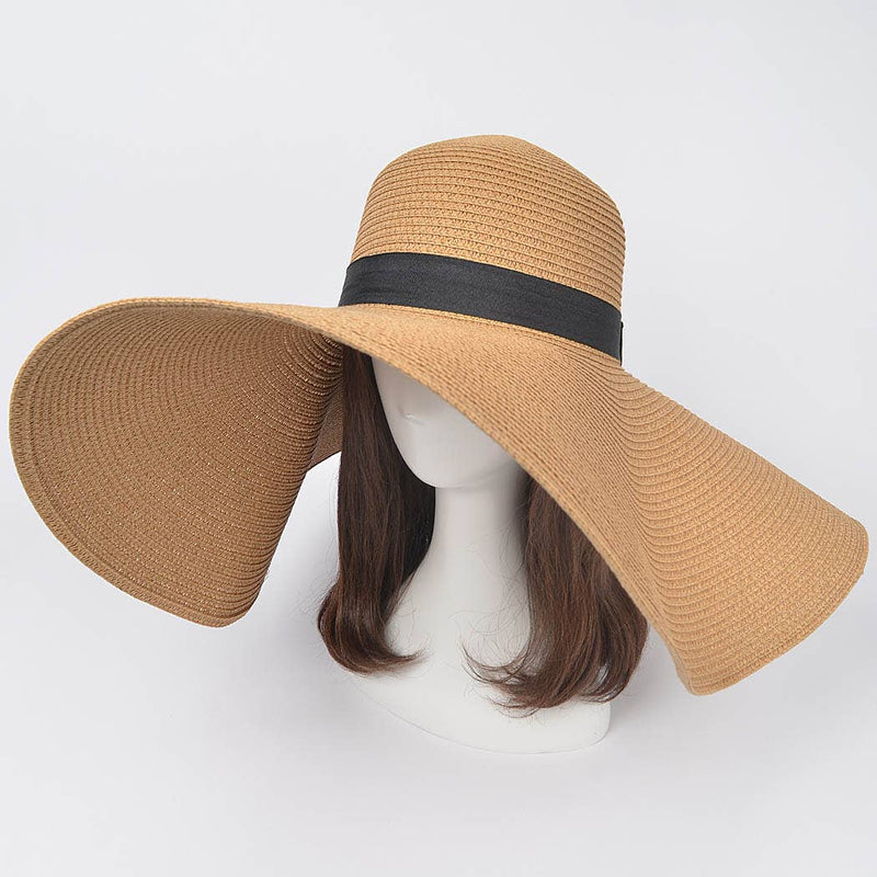 Faux Straw Wide Brim Band Hat