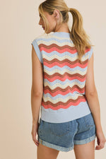 Wavy Sleeveless Knit Top