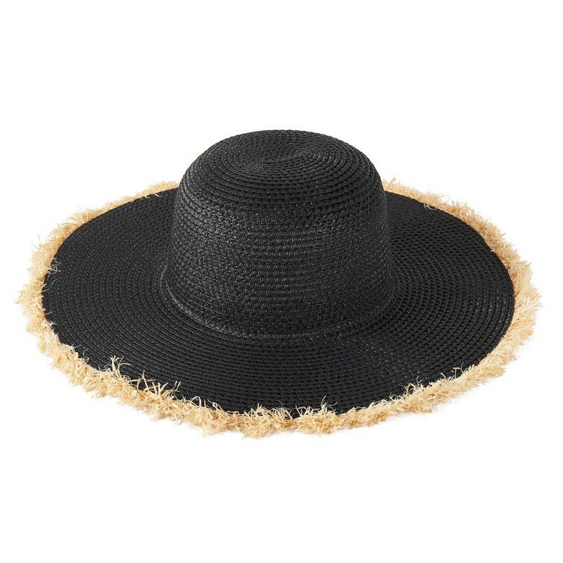 Sensibling Corp. - Frayed Edge Floppy Straw Sun Hat: Beige