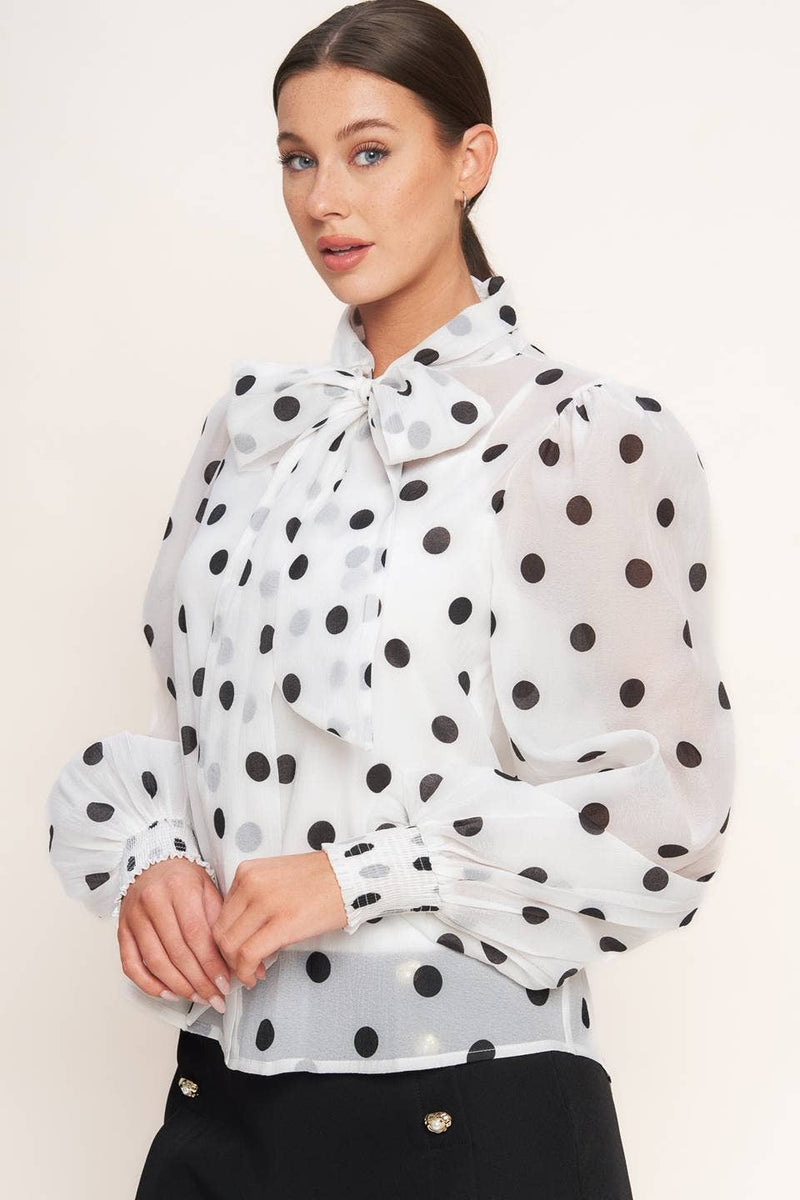 Lucy Polka Dot Tie Top
