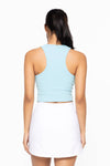 Mono B - Essential Micro-Ribbed Racer Athleisure Tank Top: BASIC WHITE / S:M:L (2:2:2)