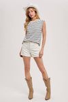 Bluivy - STIRPED MUSCLE TEE: IVORY / S