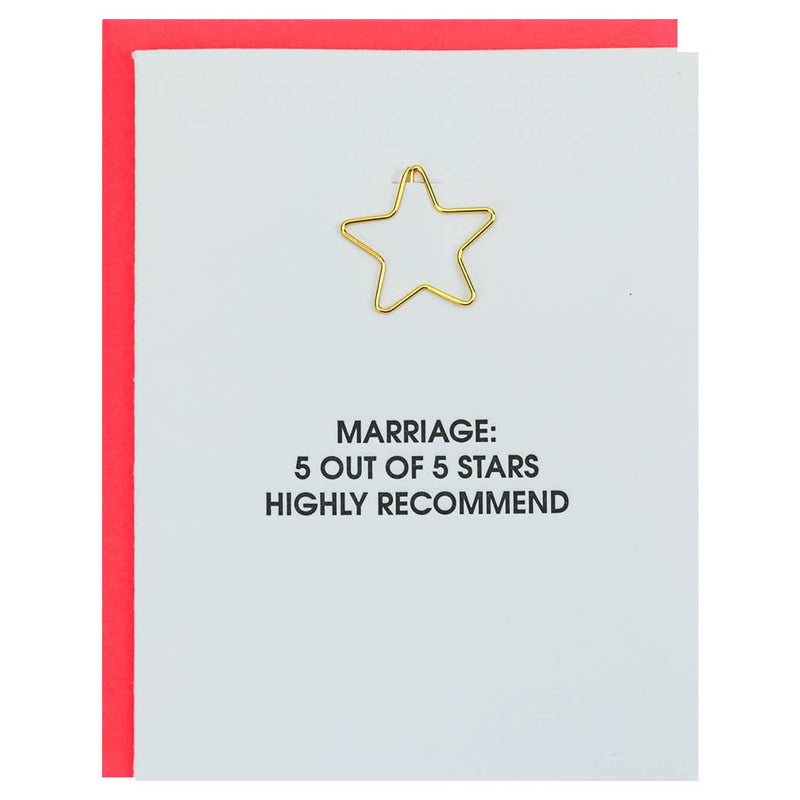 Marriage 5 Stars - Star Paperclip Letterpress Card