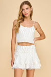 Blaire Pointelle Polka Dot Lace Trim Tank Top