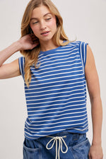 Bluivy - STIRPED MUSCLE TEE: IVORY / S