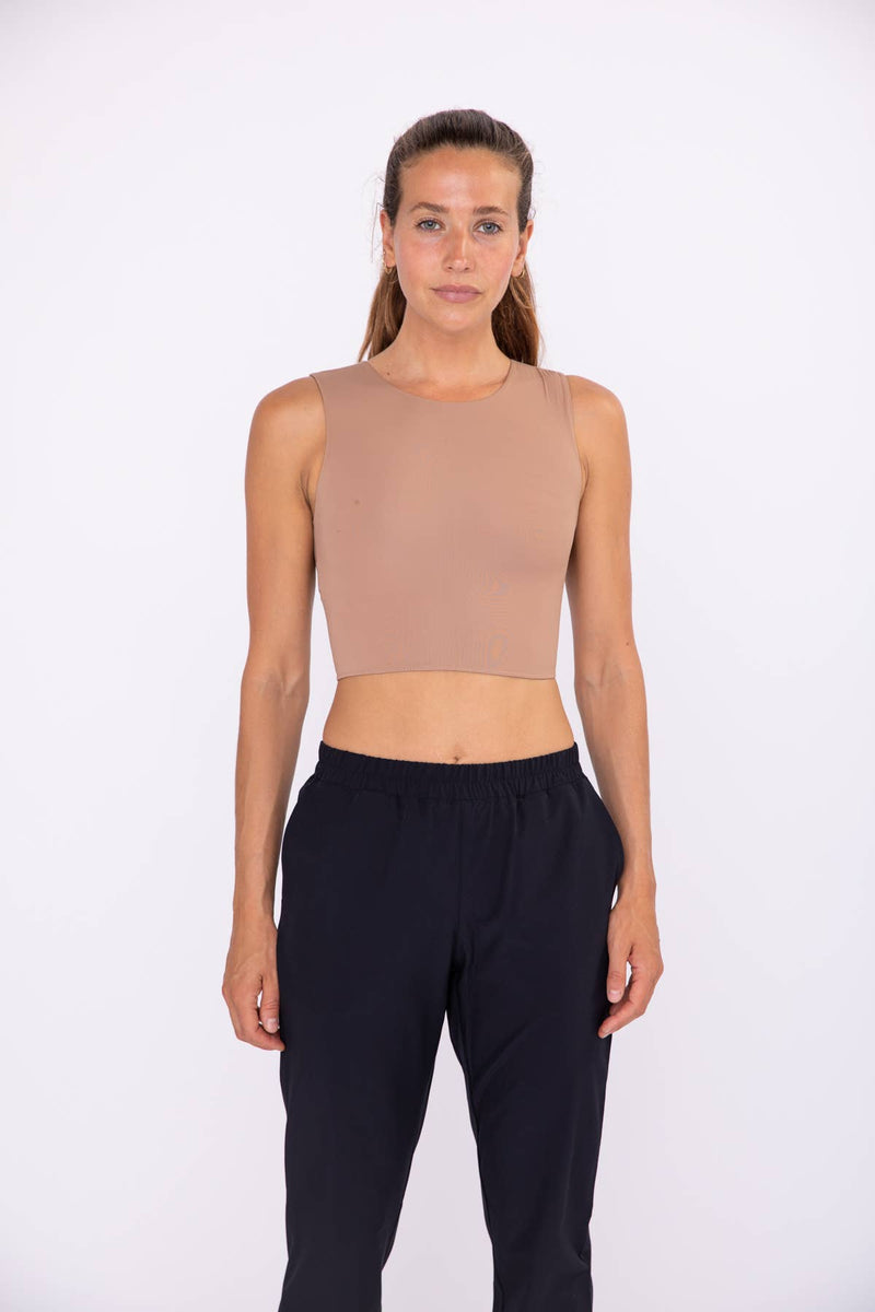 Mono B - Cropped Fitted Muscle Tee: SHELL PINK / S:M:L (2:2:2)