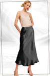 Satin Long Panel Silhouette Skirt