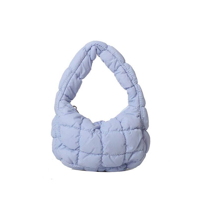 Solid Color Cloud Bag Cute Mini Handbag Light Blue