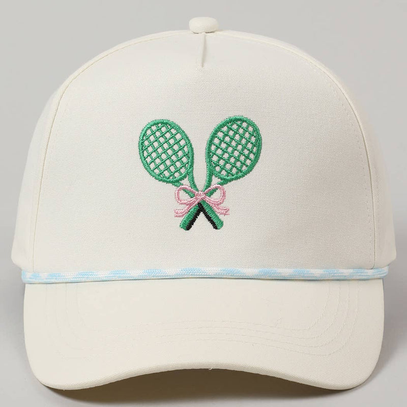 Tennis Racquets Ribbon Embroidery Trucker Hat