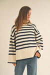 STRIPED TURTLE NECK SWEATER TOP