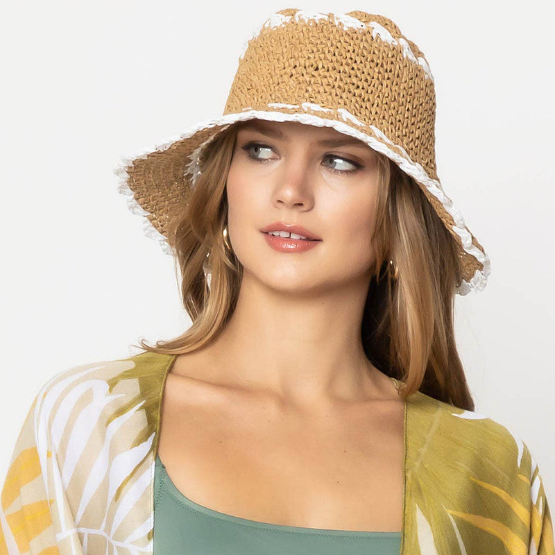 Two Toned Weaved Bucket Hat