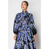 Caroline Long Sleeve Floral Print Belted-Waist Midi Dress