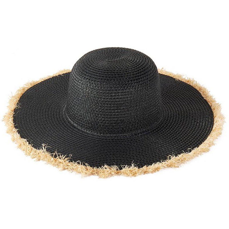 FRAYED EDGE FLOPPY STRAW HAT.