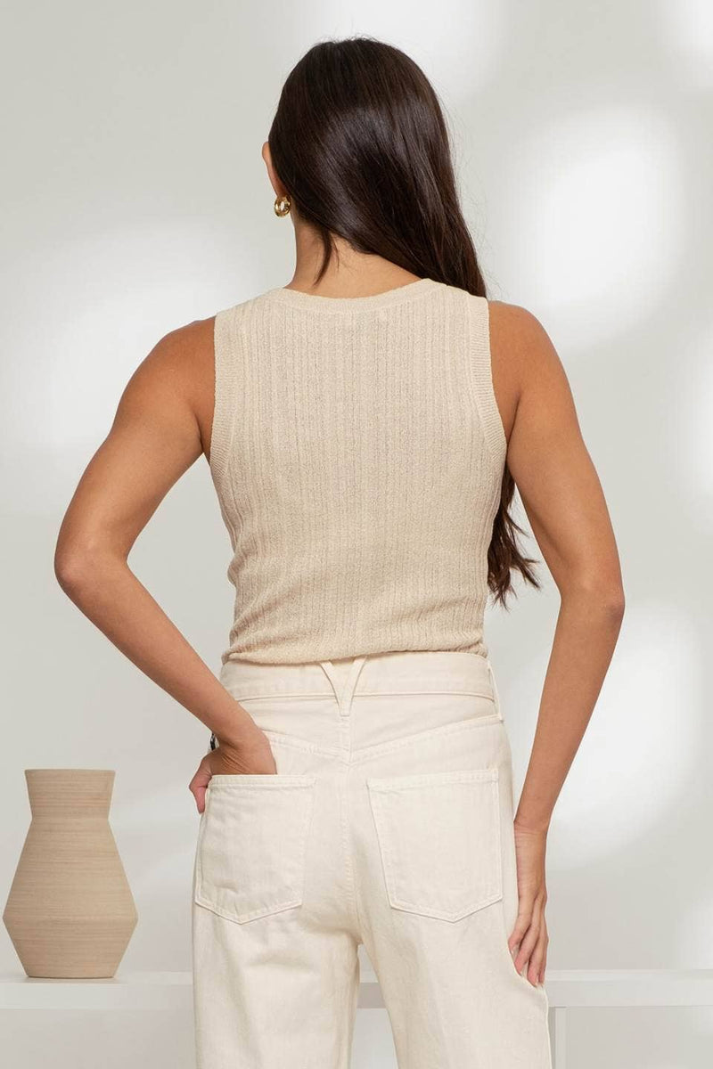 The Workshop Studio - SLEEVELESS ROUND NECK SWEATER KNIT TOP: BLACK