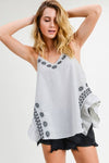 Pinstripe Side Ruffle Tank