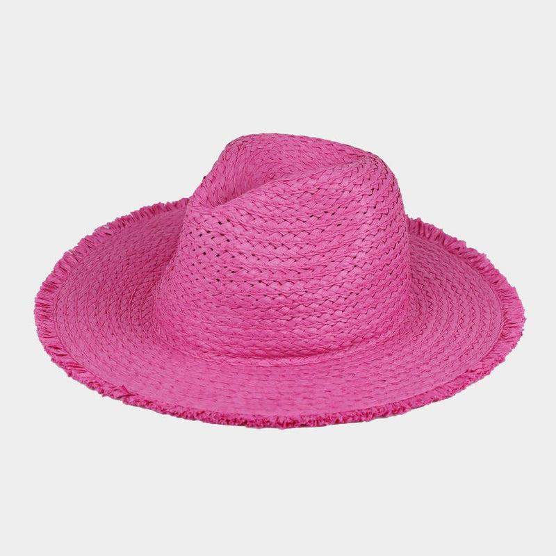 Sensibling Corp. - Frayed Solid Straw Sun Hat: Turquoise