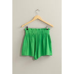 LINEN PAPERBAG SHORTS GREEN